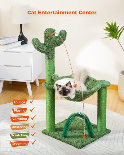 Cactus Cat Tree Tower Scratching Post Scratcher Kitten Condo House Play Bed Toys - Picture 62 of 96