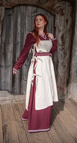 Mittelalter Überkleid Hildegard natur schwarz grün rot braun LARP Wikinger - Bild 12 von 24