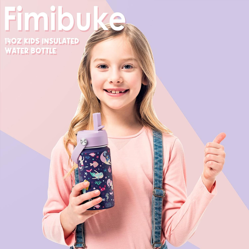 Kids Insulated Water Bottle - 14Oz BPA-FREE Double Wall Vacuum Tumbler 18/8 Stai - Picture 7 of 8