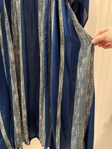 Neu mit Etikett O/S Free People Intimate Emerald Coast halbtransparenter Kimono blau weiß gestreift - Bild 11 von 21