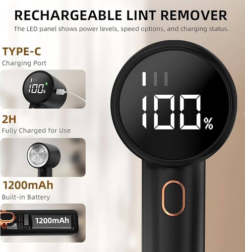 Afeitadora de tela eléctrica removedor de pelusa recargable 3 velocidades pantalla LED ajustable - Imagen 4 de 7