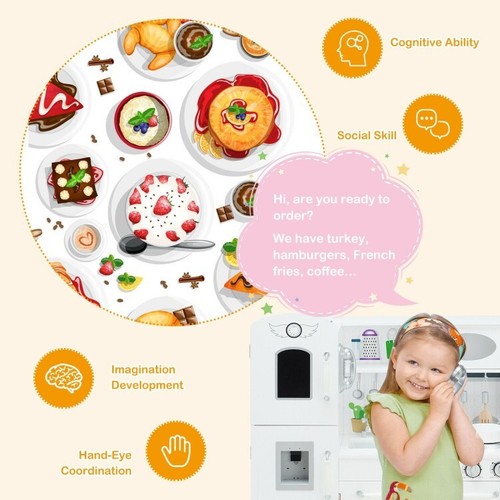Kitchen Pretend Play Cookware Set Toys Toddler Wooden Playset W/ Water Dispenser - Picture 11 of 12