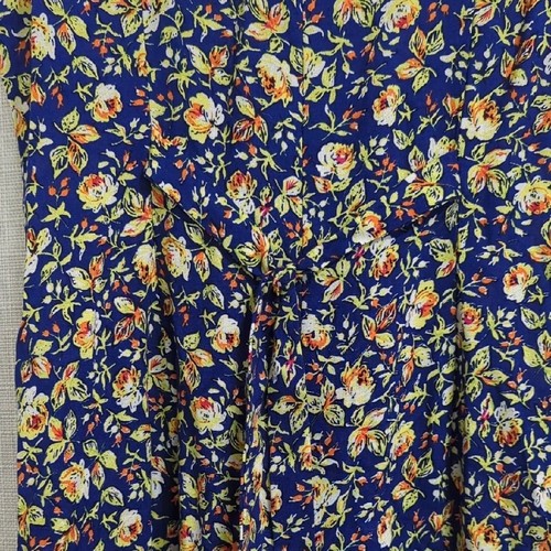 Jonathan Martin Kids Vintage Jumpsuit 10 Blue Yellow Wide Legs Floral Rayon - Picture 6 of 9