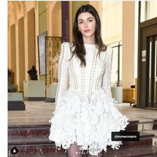 NWT. $3750 Zimmermann Runway Coaster Corset Laced Mini Dress ZM 3, US 10 white