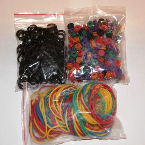 100 Tattoo Grommets 100 Rubber Bands 100 0' Rings Mixed Colors image 2