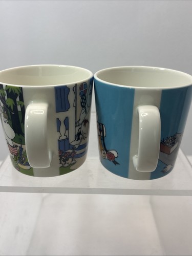 Arabia Finland 2 Moomin MUG Lot Moomintroll Going On Vacation 2018 Tove Blue - Imagen 12 de 13