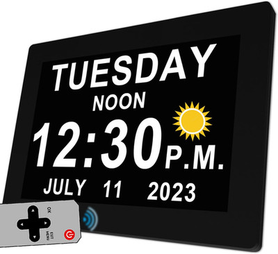 MASSII 19 Alarms Digital Talking Clock with Loud Voice Time Date, Auto DST, 20 
