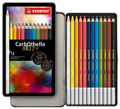 STABILO Chalk-Pastel Artist Colored Pencil CarbOthello ARTY, Tin Set of 12,