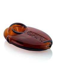 GRAV  PEBBLE SPOON HAND PIPE, EASY TO CARRY, TRAVEL PIECE, COLOR AMBER