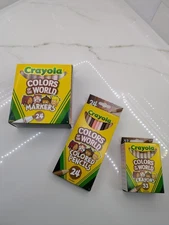 Crayola Colors Of The World 24 Markers 24 Colored Pencils 32 Crayons Set NEW