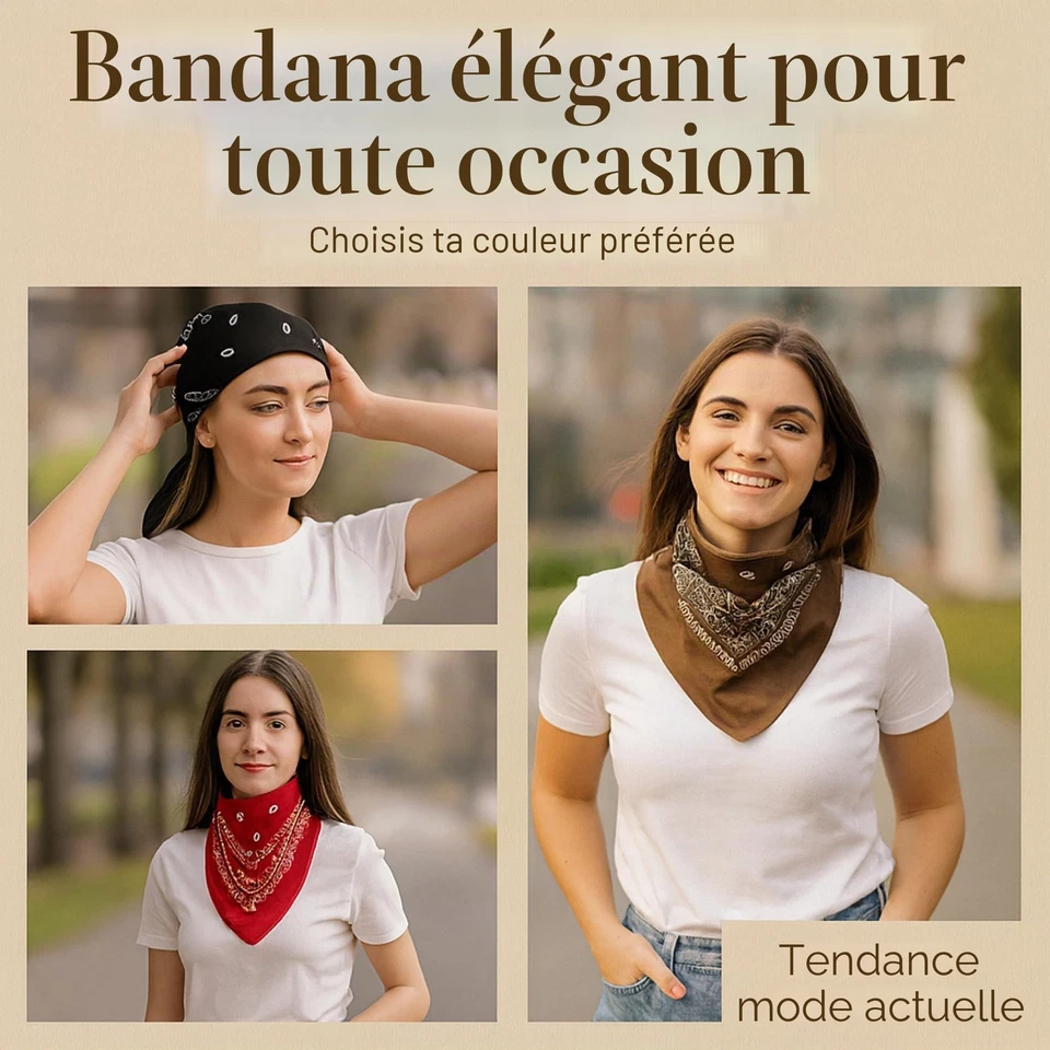Bandana en 100 % coton Taille unique  Bleu  M - Photo 4/4