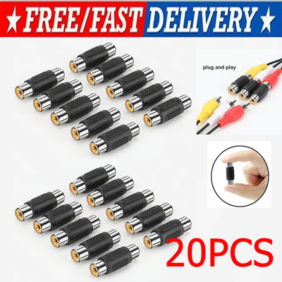 20Pcs Audio Video Jack Connectors，AV RCA Female to Female Coupler Adapter