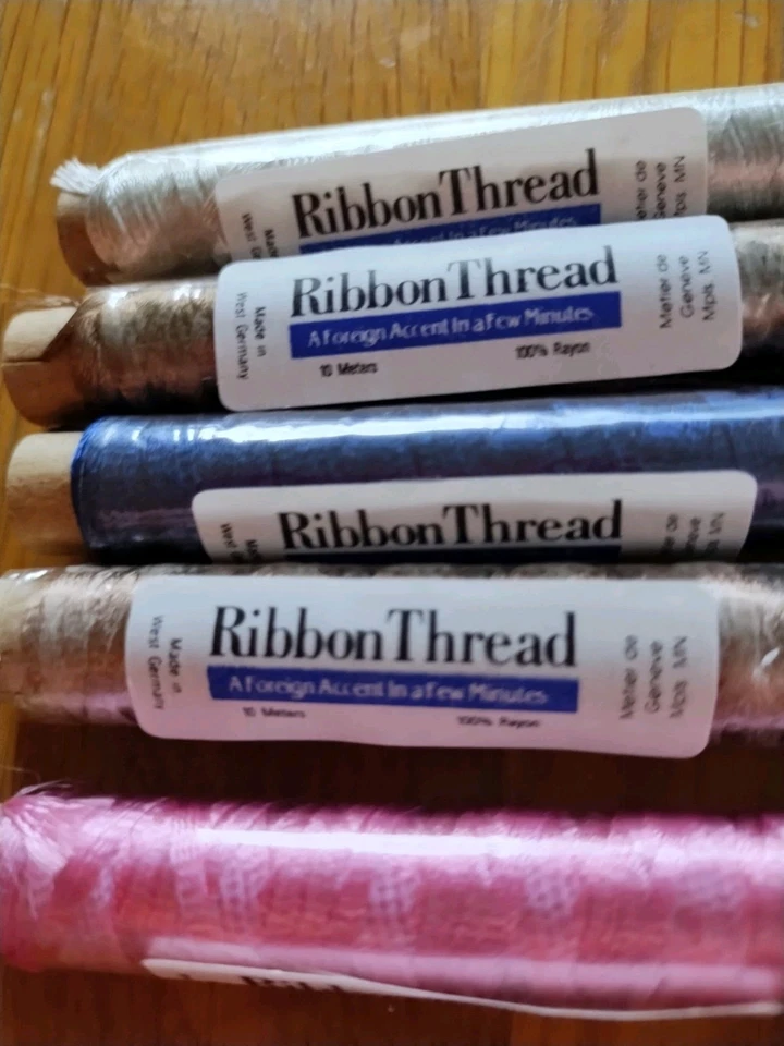 VTG West Germany Rayon Ribbon Thread Lot- Mixed Colors -10 spools-10m--#A - Image 2 of 3