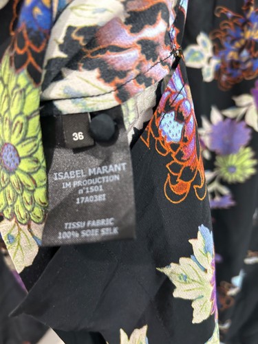 New without tags ISABEL MARANT Sz 36, 4 US midnight blue silk IVIA FLORAL Shirt - Picture 4 of 7