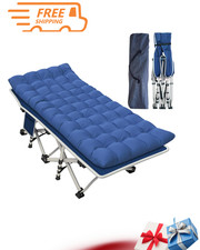 NEW Camping Cot Folding Bed Thick Pad 450LBS Heavy Duty Carry Bag