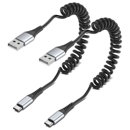 Coiled USB C Cable, 2 Pack to C Cable for Car Short C... - 第 1/7 張圖片