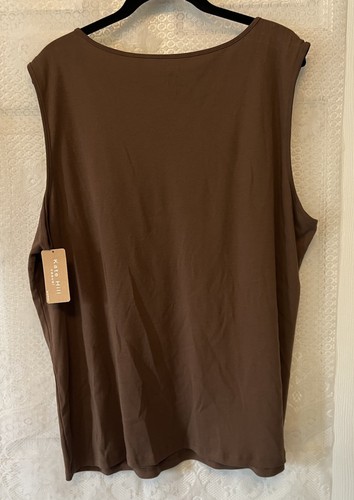 NEW KATE HILL Chocolate Brown Cotton Tank Top NWT $32 Retail Plus Size 3X - Picture 3 of 5