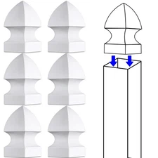 4" Vinyl Post Cap Gothic Post Caps 6 Pcs Decking Caps PVC Fence Parts White V...