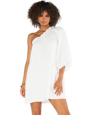 Show Me Your Mumu High Volume Mini Dress Women Size Large Color White Linen NEW!