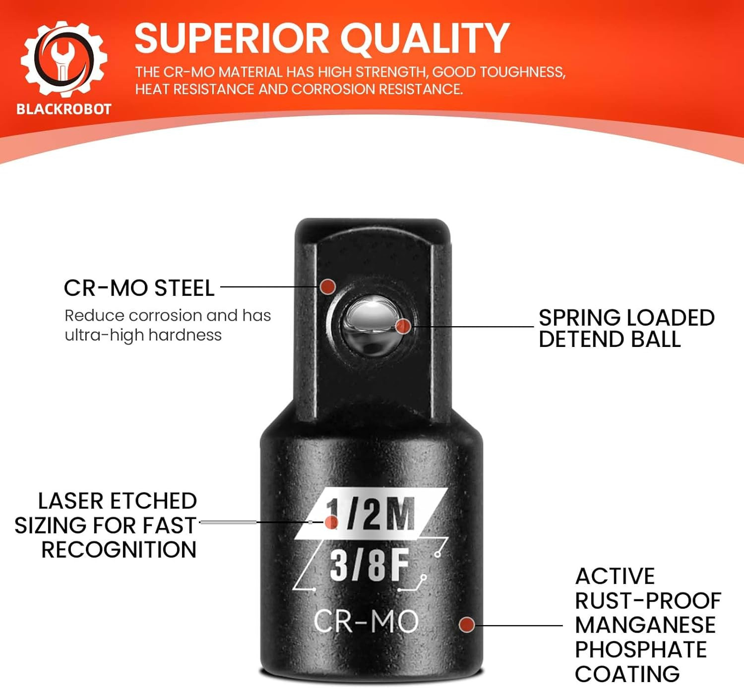 2PCS Impact Socket Adapter and Reducer Set, 3/8" to 1/2" & 1/2" to 3/8" Socket A