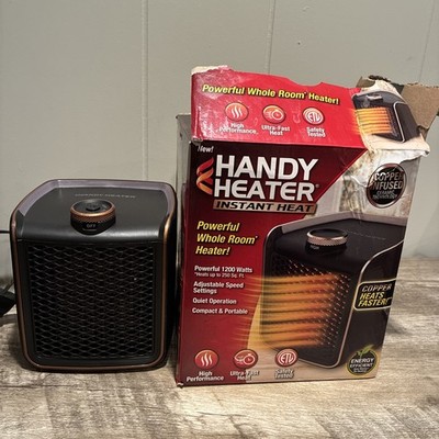 Handy Heater Instant Heat 1200 Watt Whole Room Adjustable Settings Quiet Fan