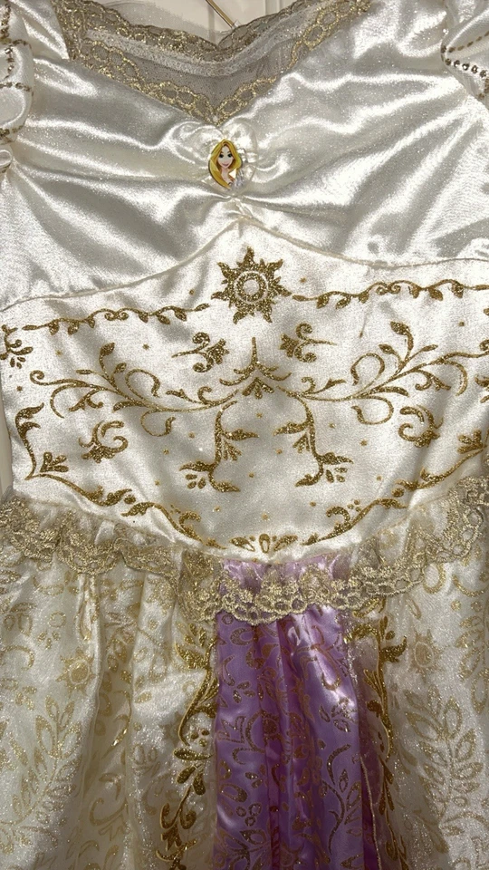 Disney Store Princess Costume White & Gold Brocade Dress w/ Tiara Set Size L 10 - Image 2 of 4