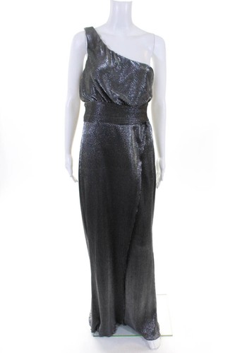 Likely Womens Chandler One Shoulder Metallic Gown Silver Tone Size 8 10856022 - Picture 1 of 7