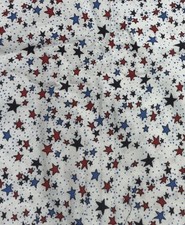 Cotton Fabric White Red Blue Stars USA Patriotic BT Half Y 21