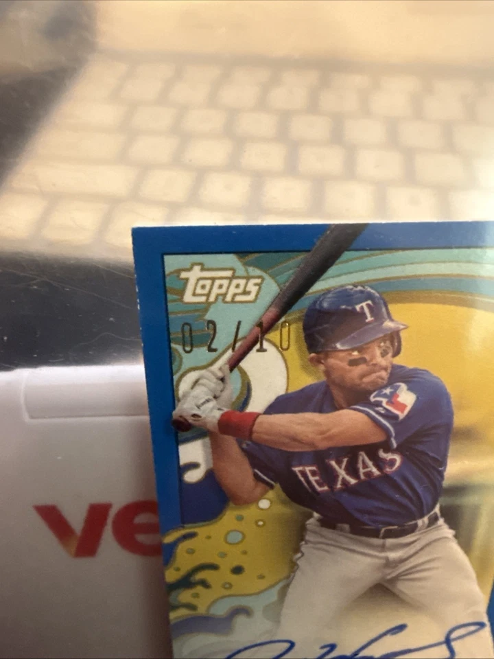 Topps Rip Mini 2022 Ivan Pudge Rodriguez automático #2/10 azul en tarjeta ¡automático! Foto 2 de 3