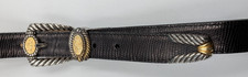 Vtg 1995 Brighton Museum Collection faux lizard skin black leather belt L