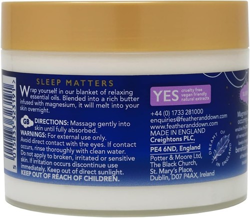 Feather & Down Magnesium Soothing Sleep Butter Lavender & Chamomile Oil 300ML UK - Picture 5 of 11