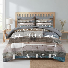 Vintage Camper Comforter Set, 7 Pcs Queen Size Bedding for Kids Adults