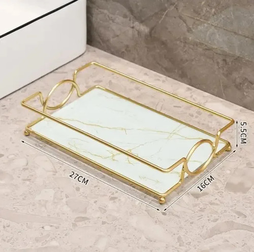 Luxus Badregal ohne Bohren Eisen Wandregal mit Marmor Stil Glas - Bild 10 von 36