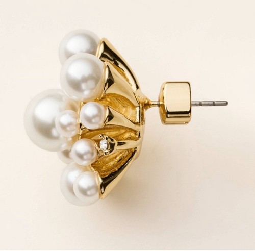 NIB Kate Spade New York x Target Pearl Cluster Stud Earrings White/Gold - Picture 8 of 8