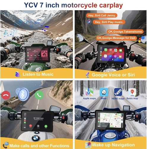 MT700 7" Motorcycle GPS w/ Wireless Apple CarPlay & Android Auto, Dual Bluetooth - Picture 3 of 7