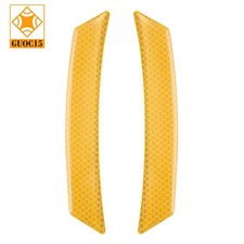 2pcs Car Reflective Trim Side Marker Stickers Automotive Reflector Guard, Yellow