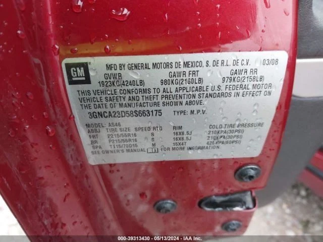 Seat Belt Front Bucket Driver Retractor Fits 06-11 HHR 2645920 - Изображение 3 из 4