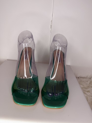 Steve Madden Tolly Damen-Slipper grün Größe 8,5 durchsichtig Stiletto Pantolette Sandale - Bild 2 von 6