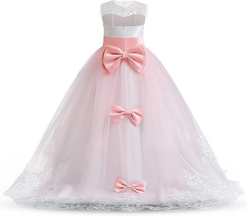 Girls Princess Lilac Pageant Long Dress Tulle Prom Ball Gown 14-15 Yrs. Pink - Picture 4 of 6