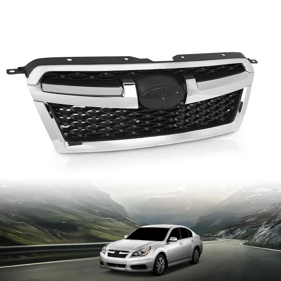 Parachoques delantero apto para Subaru Legacy 2013-2014 parrilla superior negro cromado Foto 3 de 4