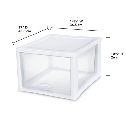 Sterilite 27 Quart klar & weiß Kunststoff Aufbewahrungsbehälter mit einer Schublade, 8er-Pack - Bild 3 von 9