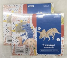 3D Wooden Puzzle, Skeleton Model - Stegosaurus, Triceratops Lot Of 2 NEW c5