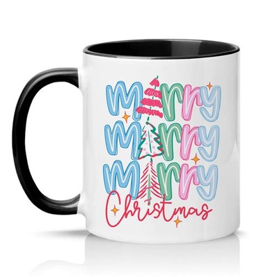 Merry Merry Merry Christmas Unisex 11 Unzen Keramiktasse Festliches Weihnachtsgeschenk