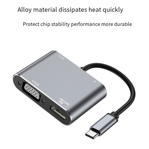 Typ-C 4-In-1-Dockingstation, Multifunktions-Hub, USB C zu -Kompatibel/VGA/U5063 - Bild 6 von 7