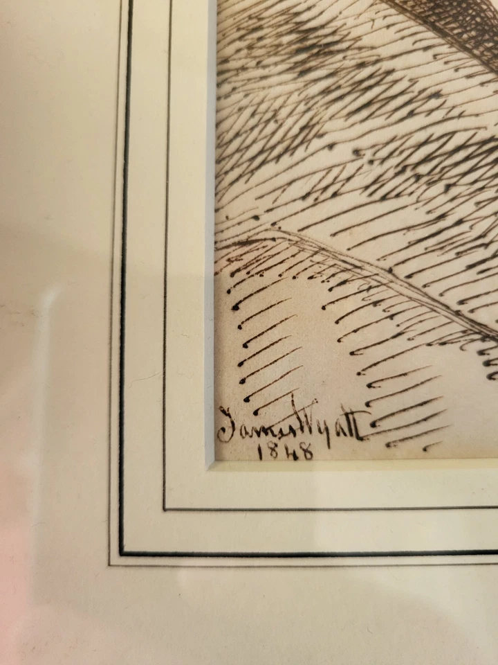 Antique 1848 Pen Ink Drawing Mustachioed Man Decorative Country/Town House Chic - Image 3 of 4