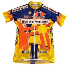 Voler Cycling Jersey Men's Size L New Mexico Full Zip Yellow Orange Blue Sponser