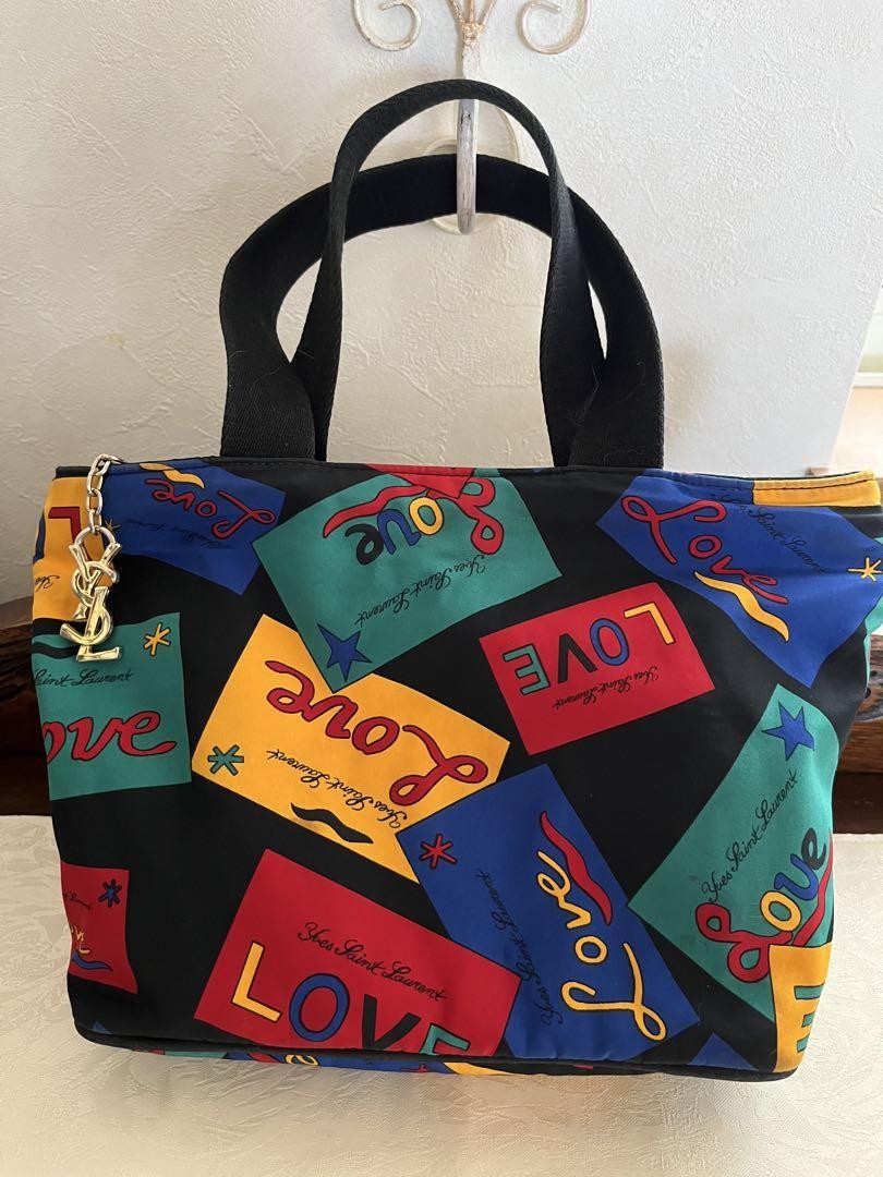 Autentica borsa tote bag Yves Saint Laurent modello LOVE con ciondolo logo