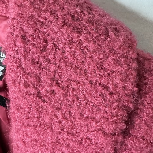 Eileen Fisher Blazer Sz L Teddy Boucle Wool Fuzzy Jacket Red Raspberry Textured - Picture 5 of 12