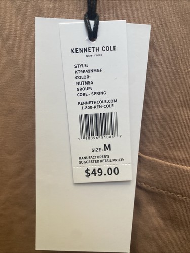 Kenneth Cole Para Hombre Camiseta Mediana Marrón Nuez moscada Manga Corta El Bolsillo Camiseta Nueva con Etiquetas - Imagen 4 de 9