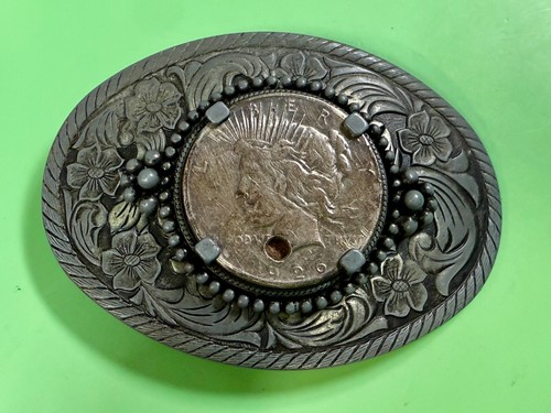 Damaged Liberty 1926 Morgan Dollar Silver Coin Collector Belt Buckle - Picture 12 of 20